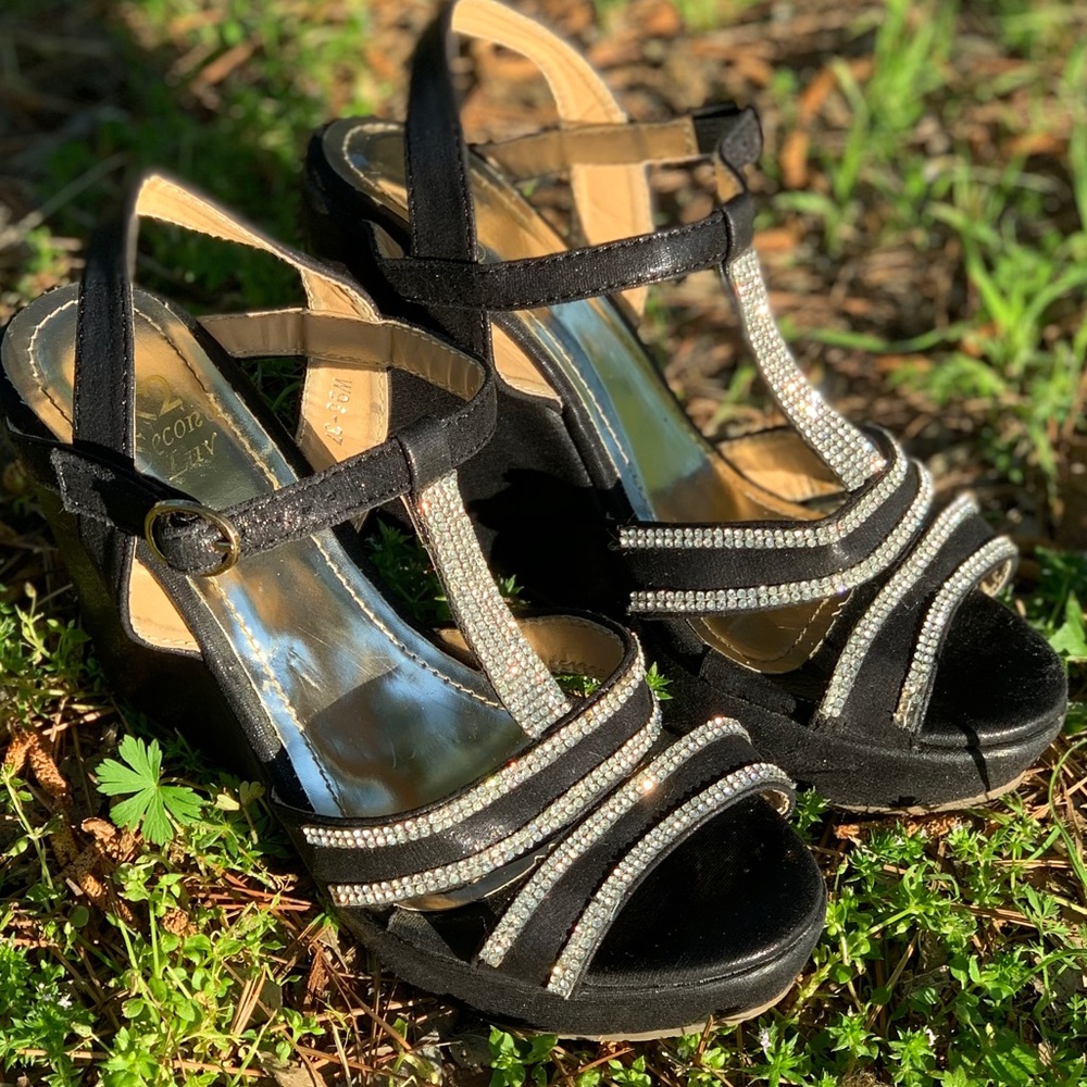 Just Luv Black & rhinestone dress shoes